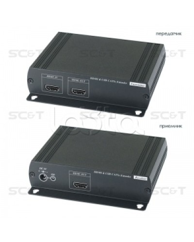 Удлинитель HDMI KVM (комплект приёмник + передатчик) по Ethernet до 120м (CAT5e) SC&T HKM01E в Нефтеюганске Видеоусилители, Модуляторы, Делители Pintop.ru