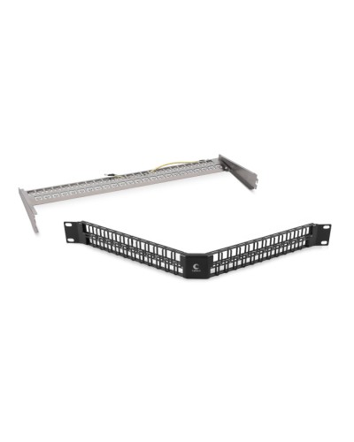 Угловая модульная патч-панель 19, 48 портов, 1U Cabeus (PLBHD-48-CON-SH) в Нефтеюганске Патч панель Pintop.ru