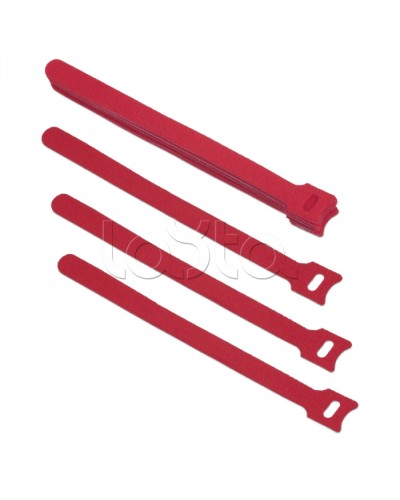 Хомут для кабеля, липучка с мягкой застежкой, 180x14 мм, красный (10 шт.) Cabeus CLAMP-180-RD в Нефтеюганске Стяжки-хомуты Pintop.ru