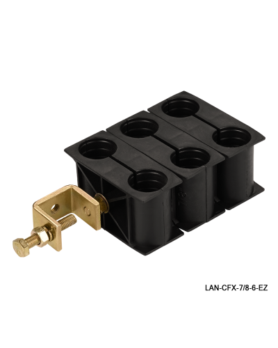 Комплект крепления для 6-ти коаксиальных кабелей диаметром 7/8, со струбциной LANMASTER LAN-CFX-7/8-6-EZ в Нефтеюганске Аксессуары для стоек и шкафов Pintop.ru