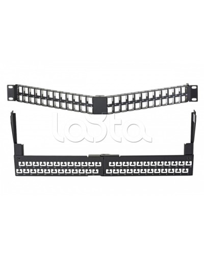 Коммутационная угловая панель 19” наборная, FTP, 1U, 48 портов, черный Eurolan (27A-00-48-01BL) в Нефтеюганске Патч панель Pintop.ru