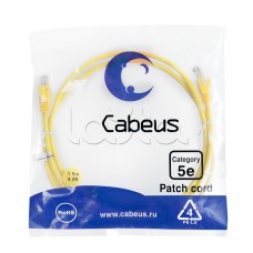 Патч-корд UTP, категория 5e, 1.5 м, неэкранированный, желтый Cabeus PC-UTP-RJ45-Cat.5e-1.5m-YL