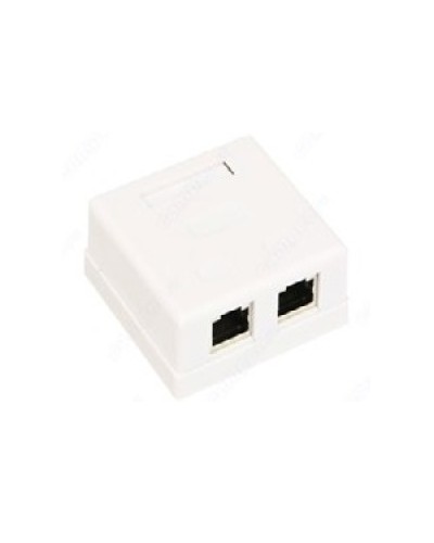 Розетка компьютерная RJ-45 (8P8C), категория 5e, двойная, внешняя (настенная), Dual IDC, экранированная, белая в Нефтеюганске Розетки компьютерные и телефонные Pintop.ru
