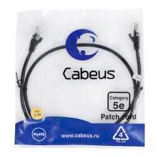 Патч-корд UTP, категория 5e, 1 м, неэкранированный, черный Cabeus PC-UTP-RJ45-Cat.5e-1m-BK