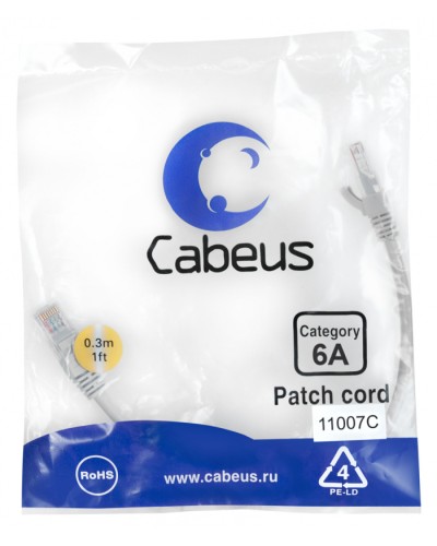 Патч-корд S/FTP Cabeus (PC-SSTP-RJ45-Cat.6a-0.3m-LSZH) в Нефтеюганске Патчкорды (медные) Pintop.ru