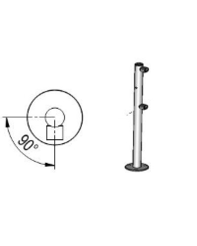 Стойка ограждения с отверстием под фиксатор L-образная, 2 муфты справа Oxgard Стойка ограждения с отверстием под фиксатор L-образная, 2 муфты справа (ВЗР 1996.09.62) в Нефтеюганске Ограждения Pintop.ru